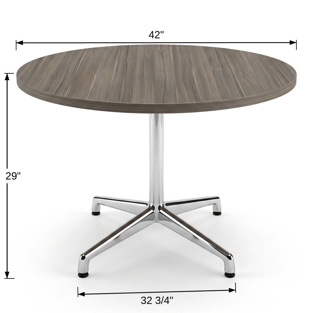 Tenure 42 in Round Meeting Table with Venice X-Base dimensions 42 inch diameter x 29 inches high