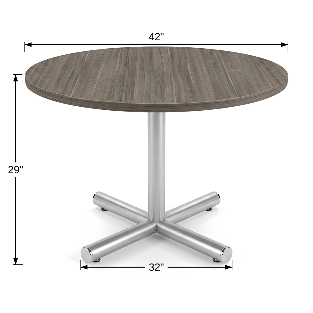 Tenure 42 in Round Meeting Table with X-Base dimensions 42 inch diameter x 29 inches high