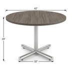 Tenure 42 in Round Meeting Table with X-Base dimensions 42 inch diameter x 29 inches high