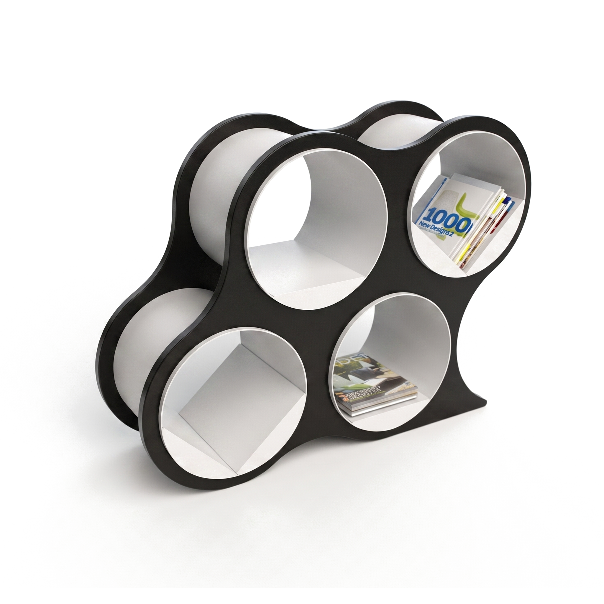 Bolla short four-shelf bookcase in black