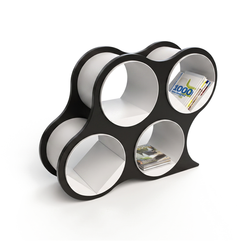 Bolla short four-shelf bookcase in black