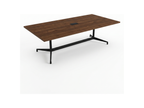 96 by 48 inch conference table with black trestle base and built-in power module