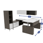 Ascend U-Shaped Office Desk with Hutch and Tower dimension diagram, 103 by 72 by 29 inches