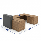 Overture U-Shaped Reception Desk with Transaction Counter dimension diagram, 72 by 109 by 41 inches