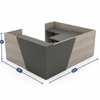 Overture U-Shaped Reception Desk with Storage dimension diagram, 85 by 105 by 41 inches