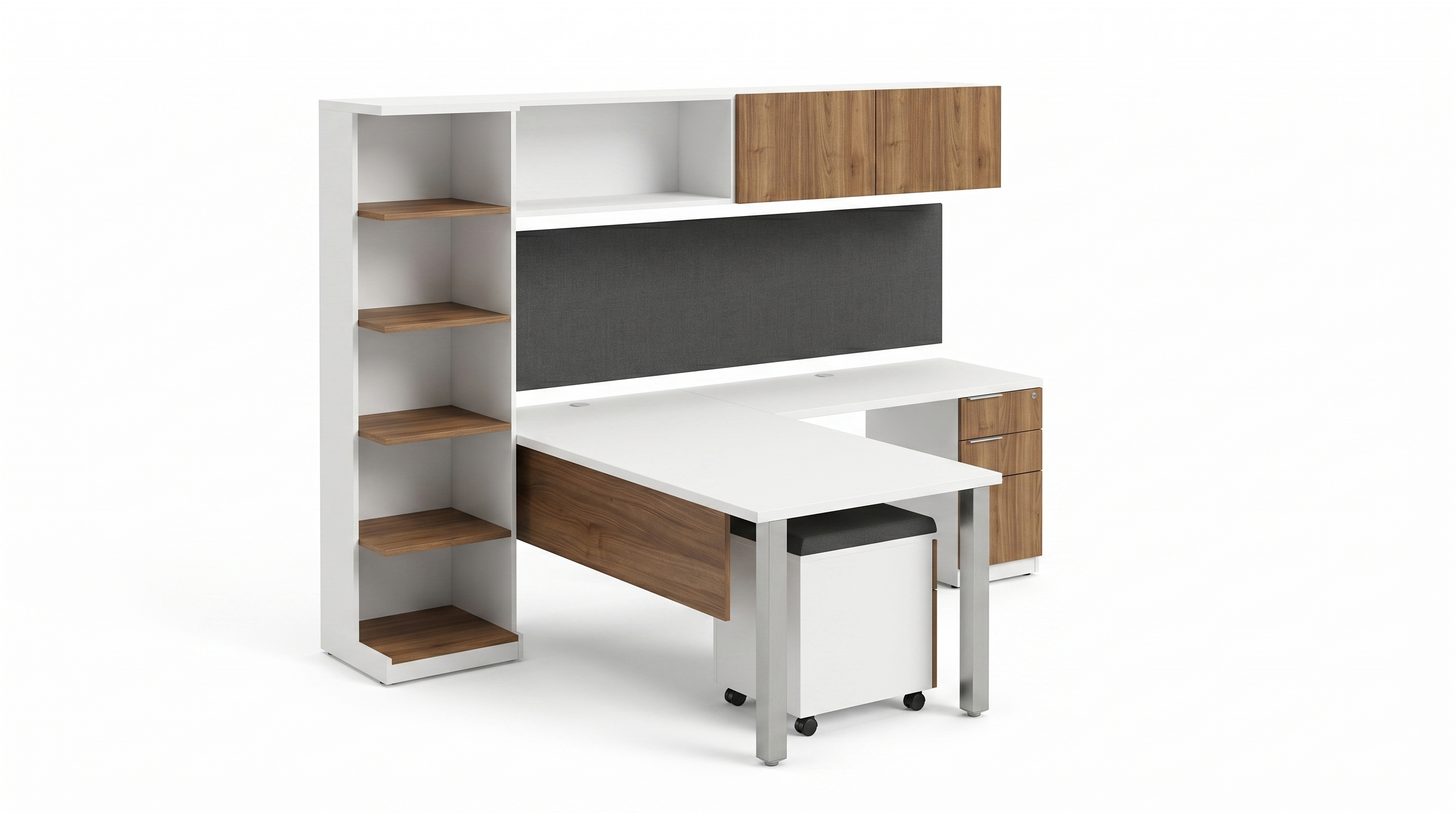 Workstation with bookcase